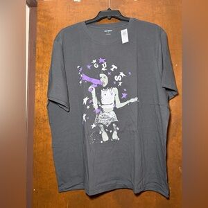 Old Navy Charcoal Tee with Purple and White Olivia Rodrigo Graphic